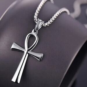 Ankh Egyptian Necklace African American Black Silver Birthday Christmas - NEW!!!